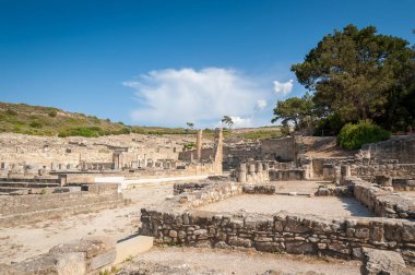 Antik şehir Kamiros, Hellenistik Homer, Yunan Adası Rodos bahsedilen şehir kalıntıları. Yunanistan. Europe.