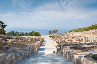 Antik şehir Kamiros, Hellenistik Homer, Yunan Adası Rodos bahsedilen şehir kalıntıları. Yunanistan. Europe.