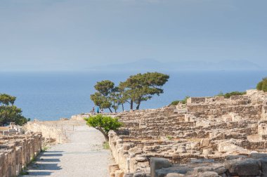 Antik şehir Kamiros, Hellenistik Homer, Yunan Adası Rodos bahsedilen şehir kalıntıları. Yunanistan. Europe.
