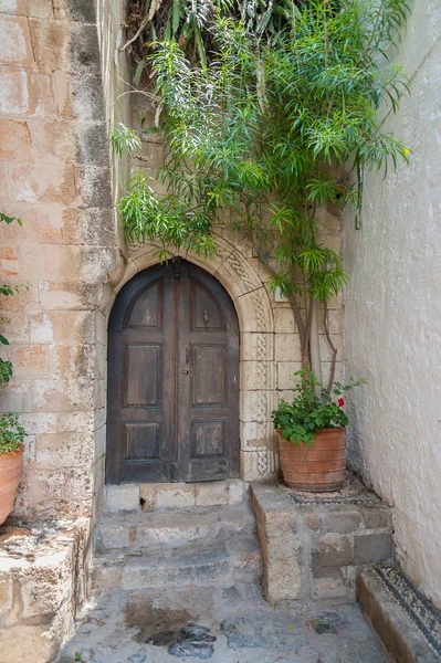 Eski Kapı Lindos Şehirde Rodos Adası Europe — Stok fotoğraf
