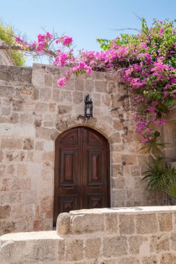  Residential medieval dwelling in historical part of downtown in Rhodes, Old Town, Island of Rhodes. Europe.