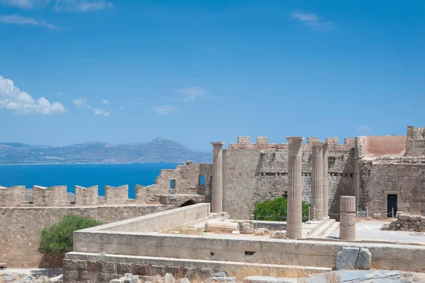 Ακρόπολη Της Λίνδου Ελλάδα 2018 Ερείπια Του Ένα Δωρικού Ναού — Φωτογραφία Αρχείου