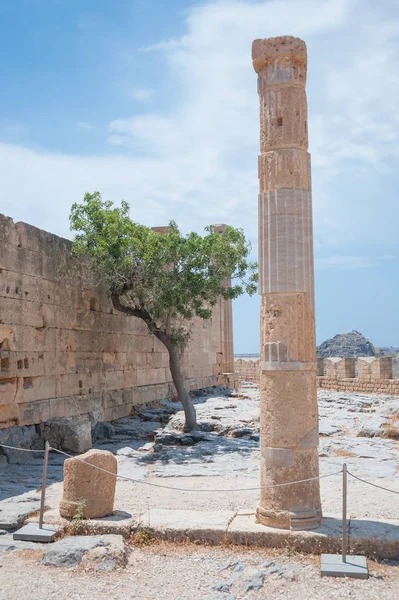 Ακρόπολη Της Λίνδου Ελλάδα 2018 Ερείπια Του Ένα Δωρικού Ναού — Φωτογραφία Αρχείου