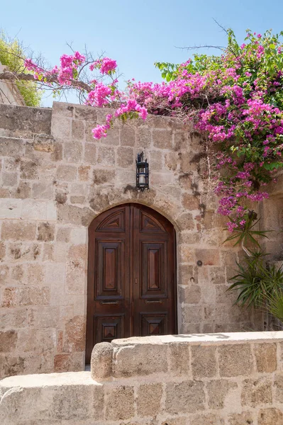 Residentiële Middeleeuwse Woning Het Historische Deel Van Binnenstad Rhodes Old — Stockfoto