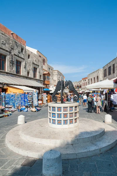 Rodos, Yunanistan. 30 Mayıs 2018. Deniz atı çeşme. Old Town, Rodos Adası, Yunanistan, Europe.