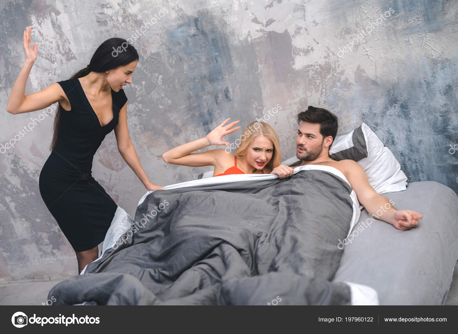 Angry betrayed wife caught guy with another girl Stock Photo by ©stockveres.gmail 197960122