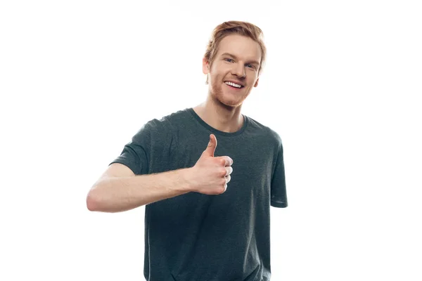 Portrait of Smiling Happy Guy Thumbs Up — Stock Photo, Image