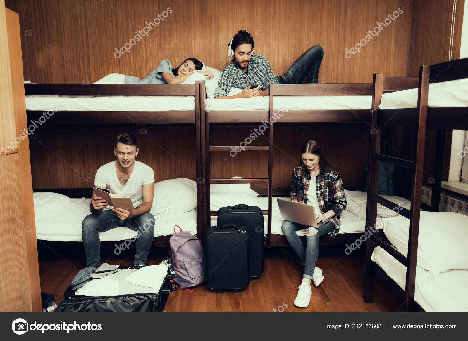 Hostel Young People Best Friends Traveling Small Room Hostel Spend