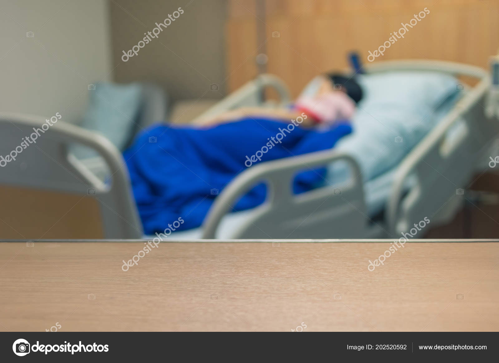 Empty Wooden Top Blurred Patient Healthcare Surgery Recovery