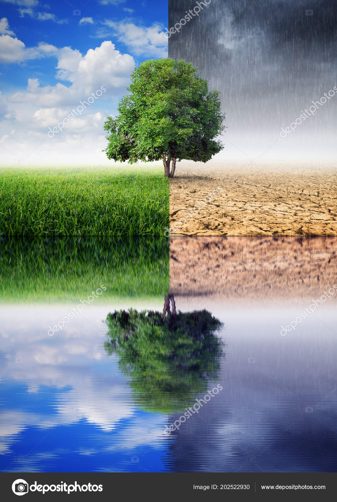 Landscape Trees Reflections Changing Environment Concept Climate Change