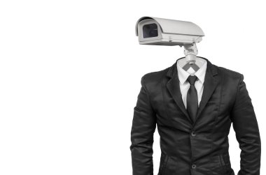 Beyaz kırpma yoluyla izole güvenlik Cctv kafa ile uygun.
