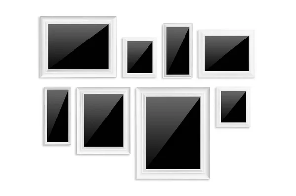 White Frame Isolated Blank Black White Background Clipping Path — Stock Photo, Image