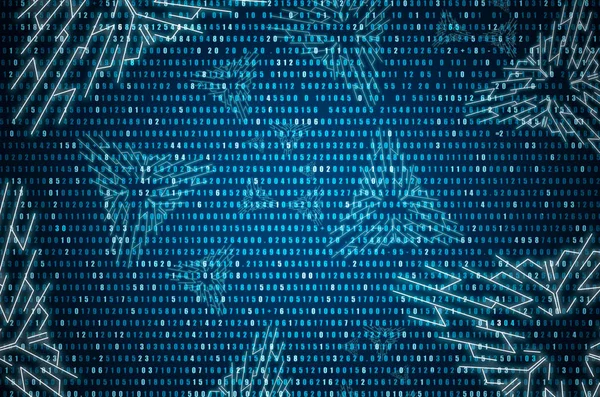 Abstract Blue Technology Background. Binary Computer Code. Programming / Coding / Hacker concept. Background Illustration.