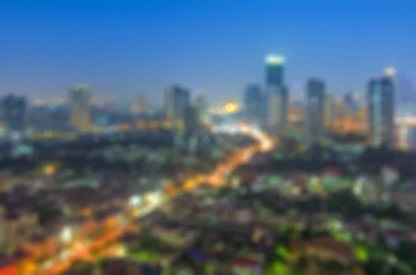 Luces Borrosas Desde Vista Superior Los Rascacielos Bangkok — Foto de Stock