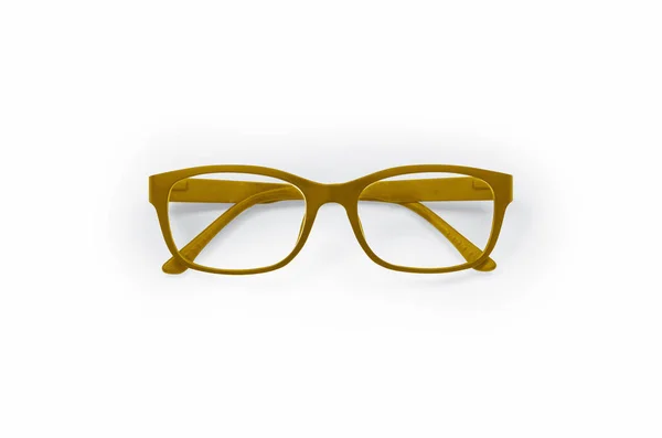 Brown Eyeglasses Frame Isolated White Clipping Path — Stock Photo, Image