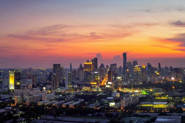 Bangkok Skyline Panorama Voor Zonsondergang Thailand — Stockfoto