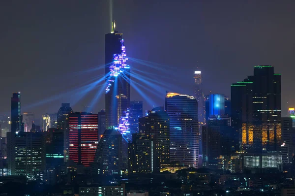 Bangkok Vue Nuit Avec Gratte Ciel Dans Quartier Des Affaires — Photo