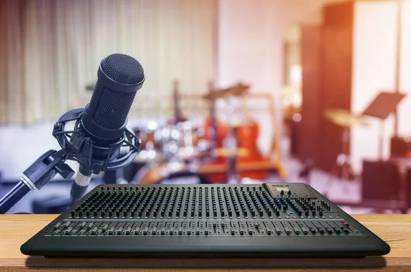 Mixer Music Mixer Board Mixer Desk Blurred Musical Background — Stock Photo, Image