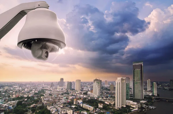 Cctv Monitoring Security Cameras Backdrop Views City Twilight — Stock Photo, Image