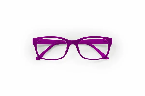 Purple Eyeglasses Frame Isolated White Clipping Path — Stock Photo, Image