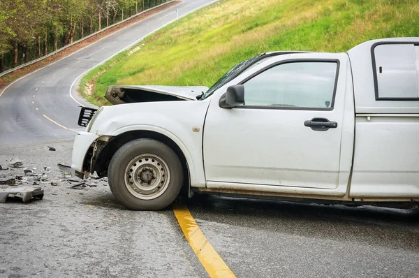 Car Crash Accident Street Damaged Automobiles Collision Road — Stock Photo, Image