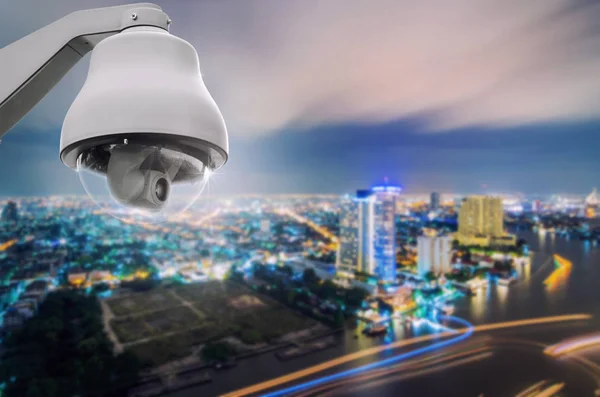 Monitoreo Cctv Cámaras Seguridad Fondo Con Vistas Ciudad Durante Crepúsculo —  Fotos de Stock