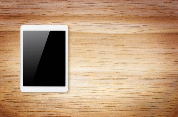 Digitale Tablet Met Geïsoleerde Scherm Met Uitknippad Houten Achtergrond — Stockfoto