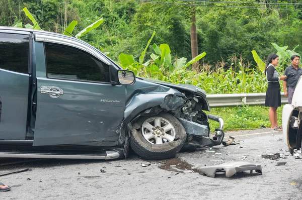 Nan Thailand Okt Undefinierter Autounfall Auf Der Straße Von Berg — Stockfoto