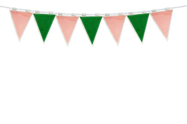 Bandeira Triangular Bunting Isolada Branco Com Caminho Recorte Bandeiras Numa — Fotografia de Stock