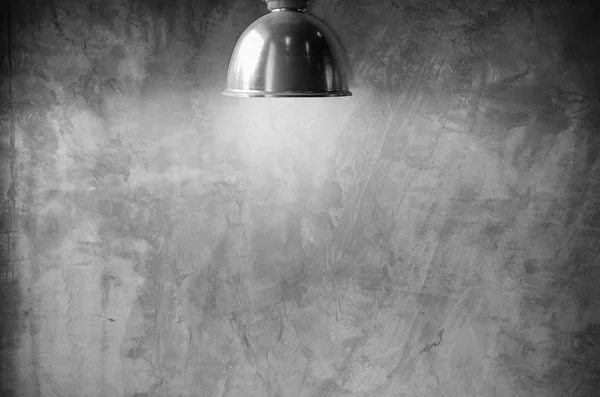 White Brick Wall Illuminated Ceiling Lamp Copy Space — Stock Photo, Image