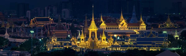 Panorama Ovanifrån Byggplatsen För Royal Begravningselden Kung Bhumibol Adulyadejaadej Twilight — Stockfoto