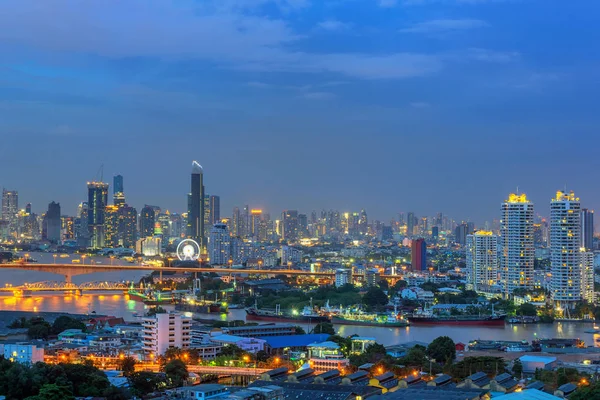 Bangkok Vista Con Rascacielos Distrito Financiero Bangkok Tailandia Crepúsculo —  Fotos de Stock