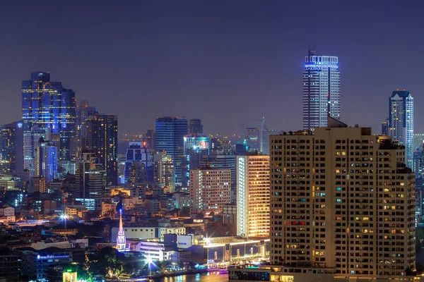 Bangkok Widokiem Wieżowiec Dzielnicy Biznesowej Bangkok Tajlandia Zmierzchu — Zdjęcie stockowe
