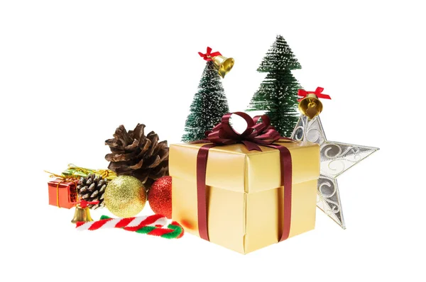 Albero Natale Miniatura Confezione Regalo Natale Palla Natale Pigna Campana — Foto Stock