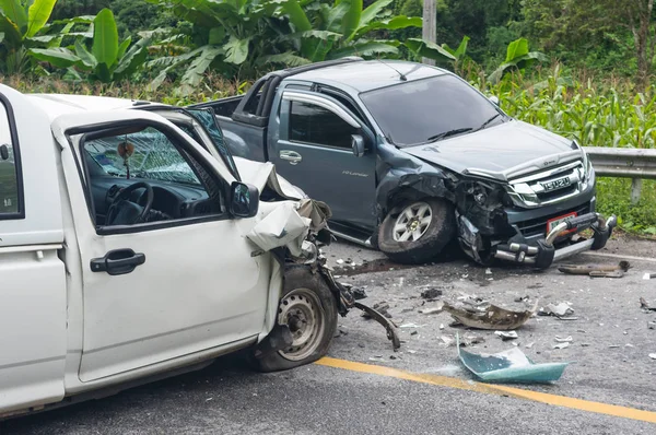 Nan Thailand Oct Undefined Car Crash Accident Street Mountain Undefined — Stock Photo, Image