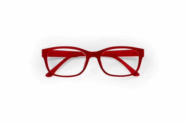 Röda Glasögon Ram Isolerad Vit Med Urklippsbana — Stockfoto