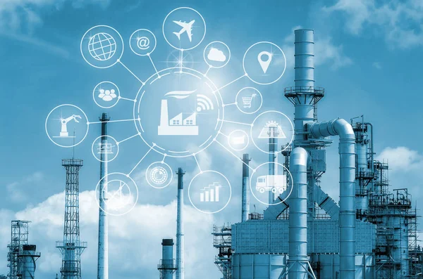 Industry Concept Smart Factory Icon Flow Automation Data Exchange Manufacturing — Stock Photo, Image