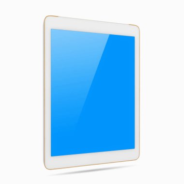 Beyaz dijital tablet bilgisayar ile izole perde beyaz arka plan üzerinde izole kırpma yolu ile.