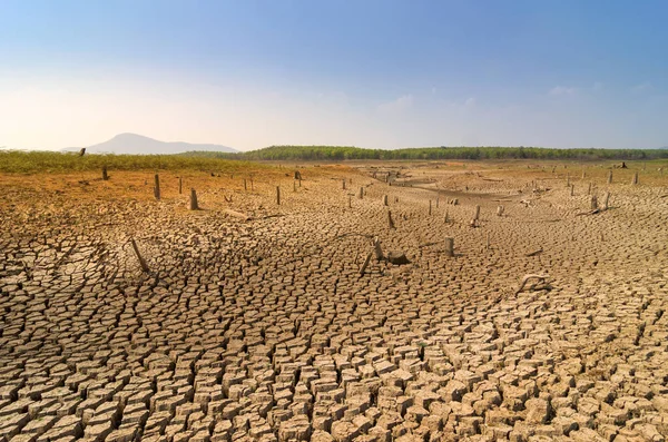 Calentamiento Global Sequía Verano Suelo Embalse Seco Mae Moh Lampang — Foto de Stock
