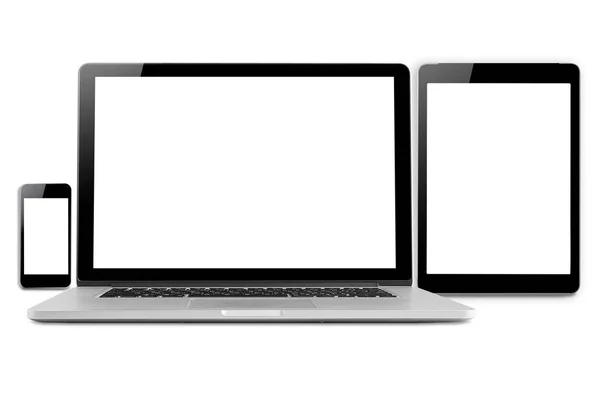 Laptops Tablets Mobile Phones Mockup Image Electronic Gadgets Isolated White — Stock Photo, Image