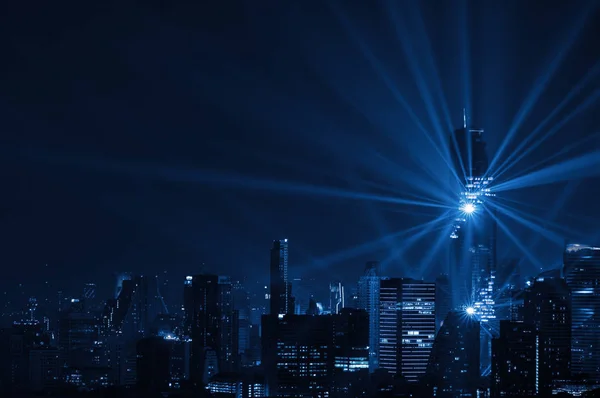 Bangkok Vue Nuit Avec Gratte Ciel Dans Quartier Des Affaires — Photo