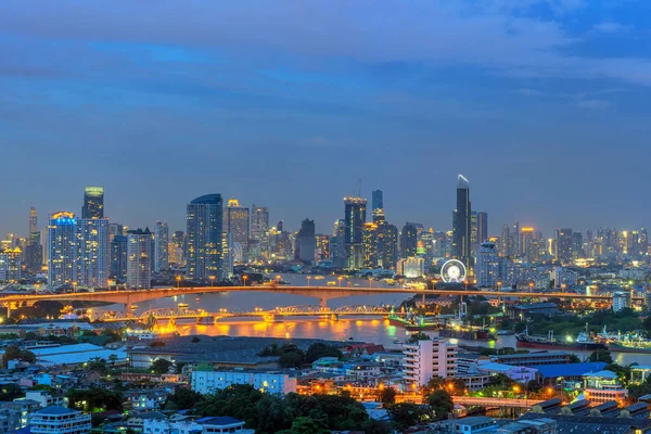 Bangkok Vista Con Rascacielos Distrito Financiero Bangkok Tailandia Crepúsculo —  Fotos de Stock