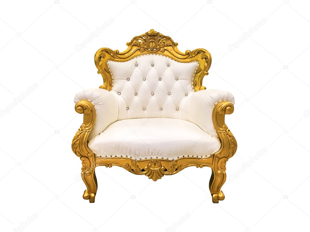 Luxurious vintage style sofa isolated on white with clipping path.