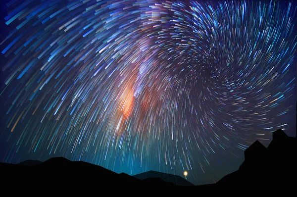 Voie Lactée Sur Colline Exposture Grande Vitesse — Photo