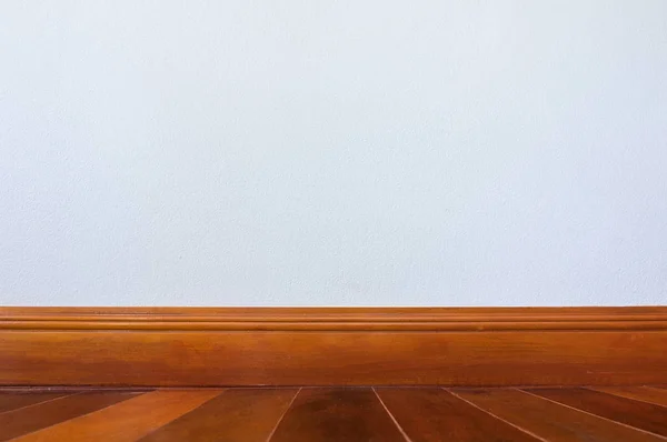 Background Blank White Cement Walls Wooden Floor Interior Decoration — Stock Photo, Image