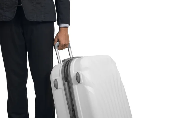 Businessman Suitcase White Isolated White Background Clipping Path — Stock Photo, Image