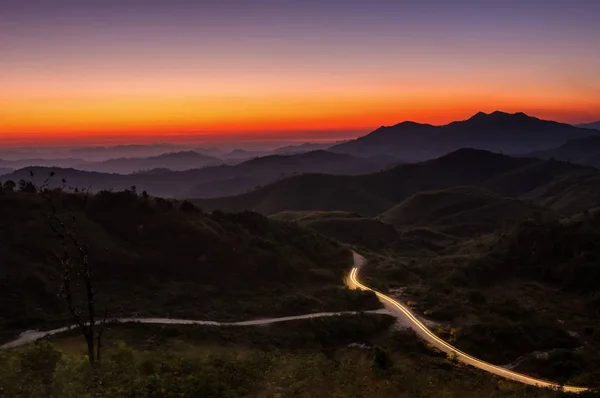 Landscape Morning Sunrise Nern Chang Suek Pilok Kanchanaburi — Stock Photo, Image