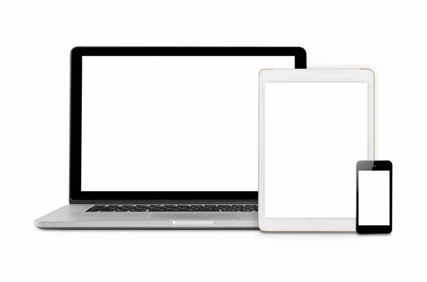 Φορητούς Υπολογιστές Tablet Και Κινητά Τηλέφωνα Εικόνα Mockup Ηλεκτρονικόs Gadgets — Φωτογραφία Αρχείου