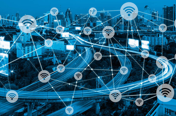 Значок Wi-Fi на экране и беспроводной сети связи, абстрактное изображение визуальное
.