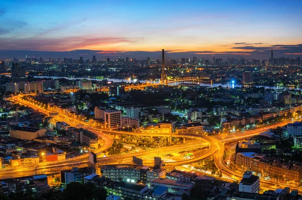 Flygfoto Över Trafik Arun Amarin Korsningen Med Rama Viii Bro — Stockfoto